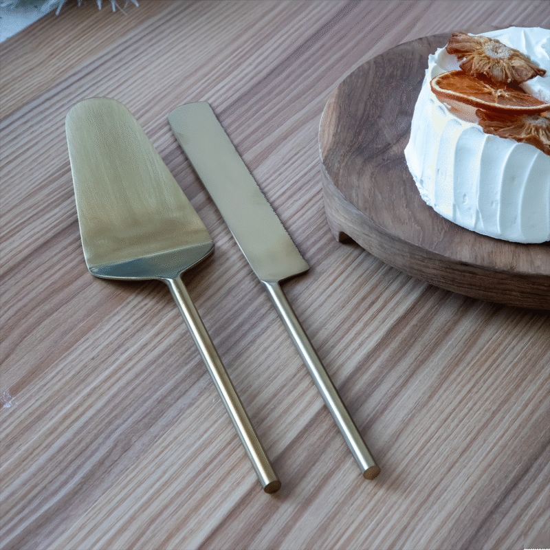 Gold Stainless Steel Cake Server and knife