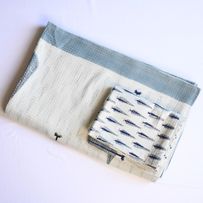 Midnight Palms Waffle Bedcover Set