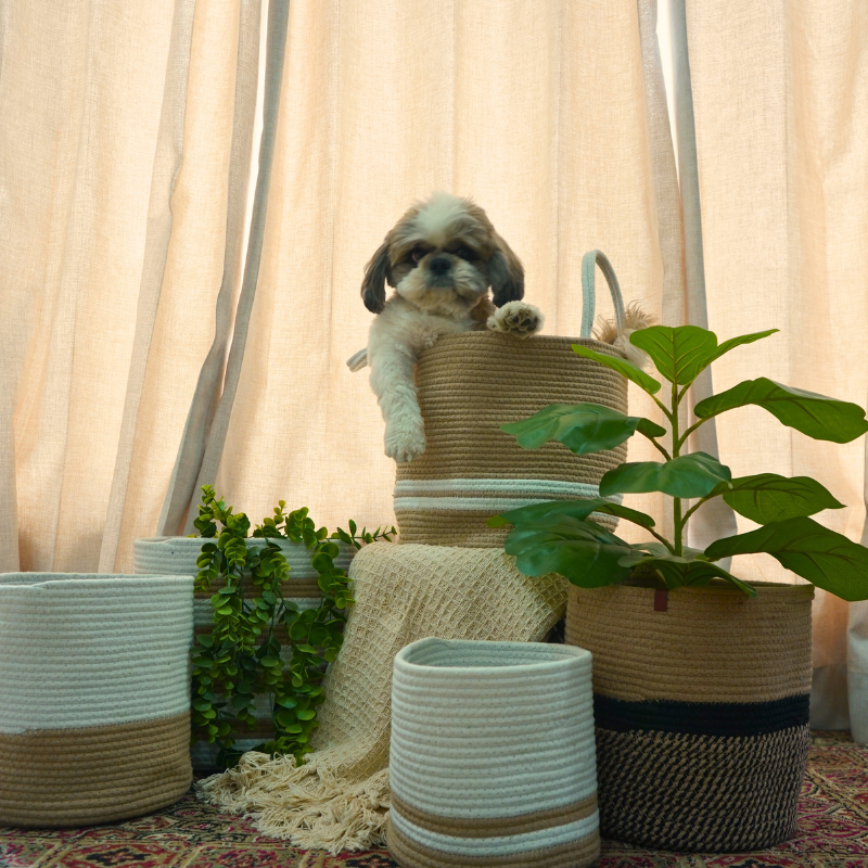 Cotton & Jute Laundry Basket