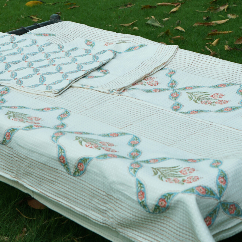 Stripe & Stem Waffle Bedcover Set