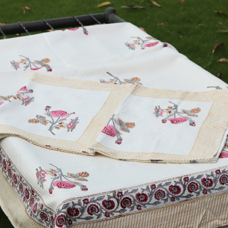 Sun-Kissed Roses Waffle Bedcover Set